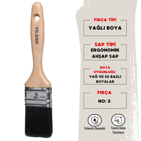 Yılsan Yağlı Boya Fırçası, NO: 2, Yüksek Kaliteli ve Dayanıklı