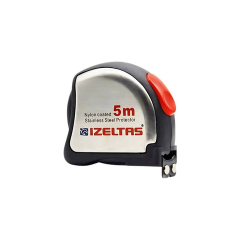 İzeltaş Şerit Metre, Mıknatıslı Uç, Krom, 5 m, 19 mm, Yüzeye Yapışan