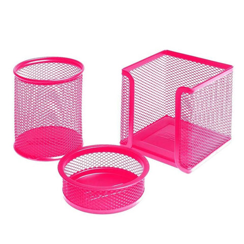 Bigpoint Metal Masa Düzenleyici Set, 3’lü, Kaydırmaz Taban, Pembe