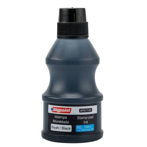 Bigpoint Istampa Mürekkebi, 60 ml, Kaşe ve Istampa İçin, Yağsız, Siyah