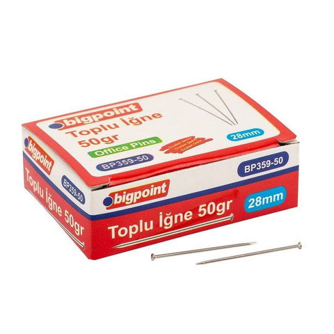 Bigpoint Toplu İğne 50 gr, Nikel Kaplamalı, 28mm, Dayanıklı, Paslanmaz