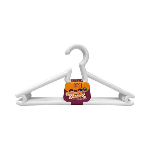 Decobella Plastik Çocuk Elbise Askısı, Beyaz, Hafif, Dayanıklı, 6’lı