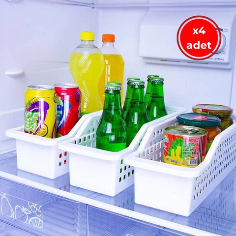 Decobella Çok Amaçlı Düzenleyici Sepet, 4 Adet, Beyaz, Dayanıklı