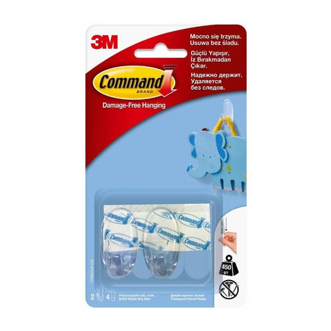 3M Command İpli Askı Arkası, Küçük, Şeffaf, İz Bırakmaz, Güçlü Yapışma