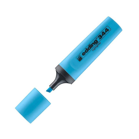 Edding E-344 Fosforlu Kalem, 2-5 mm, Kesik Uçlu, Doldurulabilir, Mavi