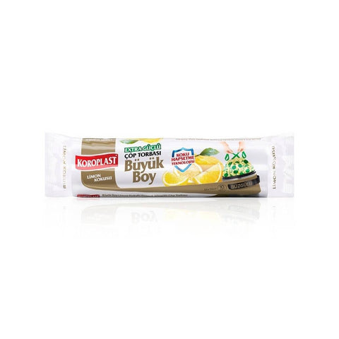 Koroplast Güçlü Büzgülü Çöp Torbası, Büyük, Limon Kokulu