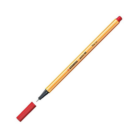 Stabilo Point 88 Fineliner Kalem, 0.4 mm Uç, Metal Uçlu, Kırmızı
