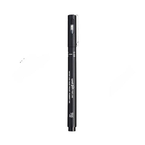 UNİ Pin 200 Teknik Çizim Kalemi, 0.03 mm Uç, Dayanıklı Mürekkep, Siyah