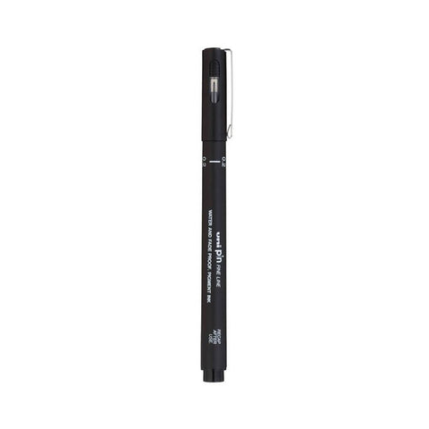 UNİ Pin 200 Teknik Çizim Kalemi, 0.2 mm Uç, Dayanıklı Mürekkep, Siyah