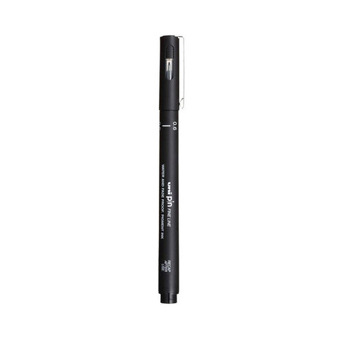 UNİ Pin 200 Teknik Çizim Kalemi, 0.6 mm Uç, Dayanıklı Mürekkep, Siyah
