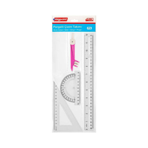 Bigpoint Pergelli Teknik Çizim Seti,30cm Cetvel, Gönye, İletki, Pergel