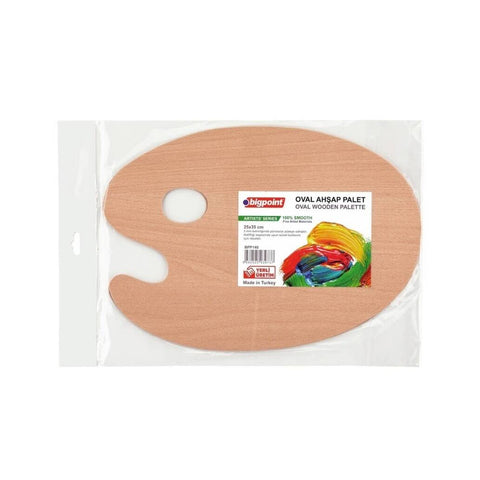 Bigpoint Ahşap Sanatsal Oval Palet, 40 cm, Dayanıklı, Yağlı ve Akrilik