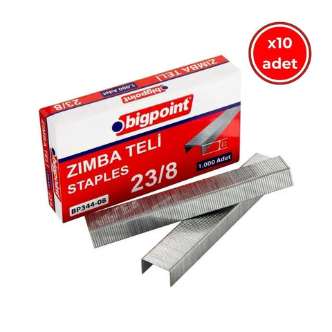 Bigpoint Zımba Teli No: 23/8, 1000 Adet, 10 Adet Kutu, 50 Sayfa