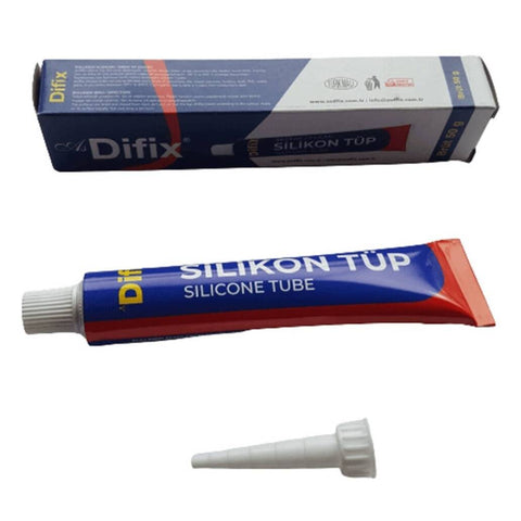 Difix Silikon Tüp, 50 gr, Şeffaf Suya ve Isıya Dayanıklı, Çok Amaçlı