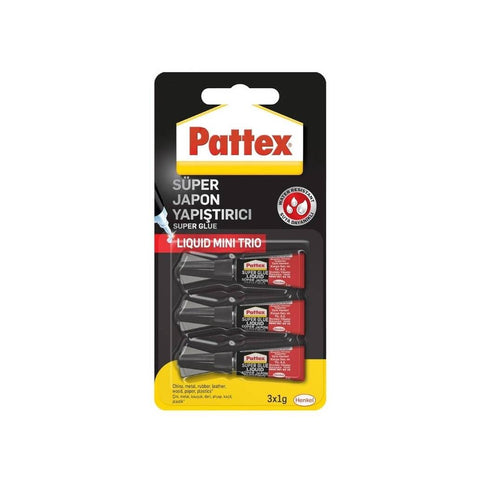 Pattex Japon Süper Mini Yapıştırıcı, 3 x 1 gr, Suya Dayanıklı
