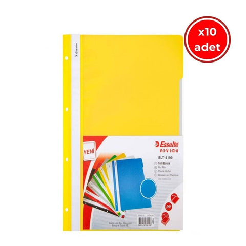 Esselte Telli Dosya, 10 Adet, 50'li Paket, A4, 4 Delikli, Sarı