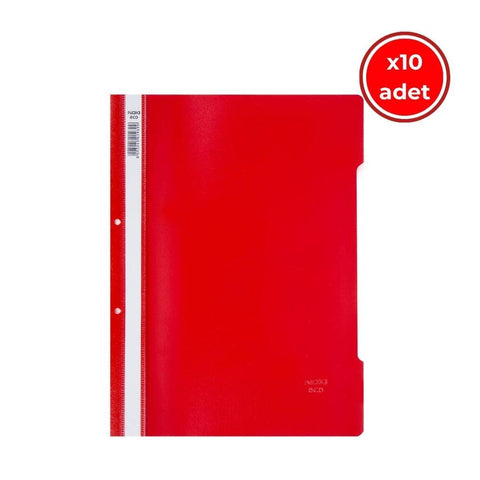 Noki Eco Telli Dosya, 10 Adet, 50'li Paket, A4, 2 Delikli, Kırmızı
