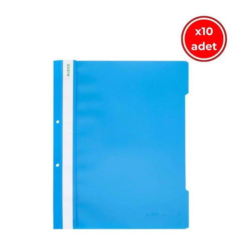 Leitz Telli Dosya, 10 Adet, 50'li Paket, A4, 2 Delikli, Mavi