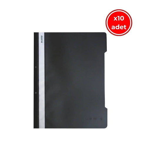 Leitz Telli Dosya, 10 Adet, 50'li Paket, A4, 2 Delikli, Siyah