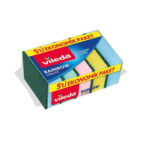 Vileda Sünger, Rainbow, 5'li Paket, Dayanıklı, Uzun Ömürlü Kullanım