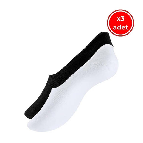 Meristanbul 6'lı Unisex Babet Çorap, 39-42, %80 Pamuklu, Siyah-Beyaz