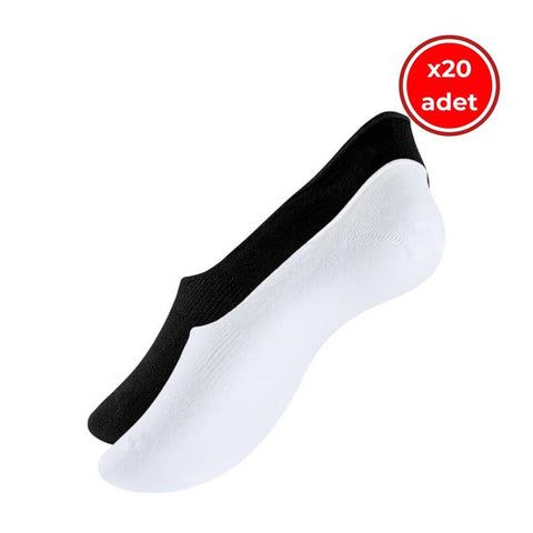Meristanbul Unisex Babet Çorap, 20 Adet, 35-38, Siyah-Beyaz