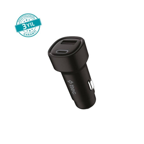 Ttec SmartCharger Duo Araç Şarj Aleti, 3.1A, 15.5 W, USB-C+USB-A