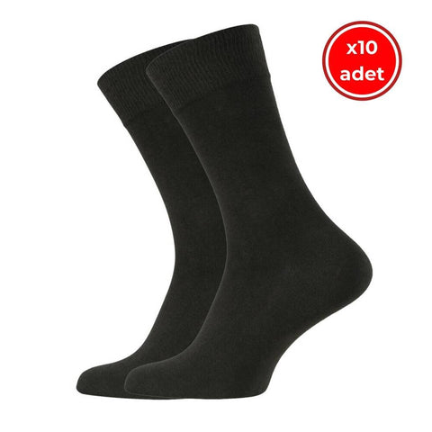 Meristanbul Business Çorap, 10 Adet, 43-46, Yumuşak, Pamuklu, Siyah