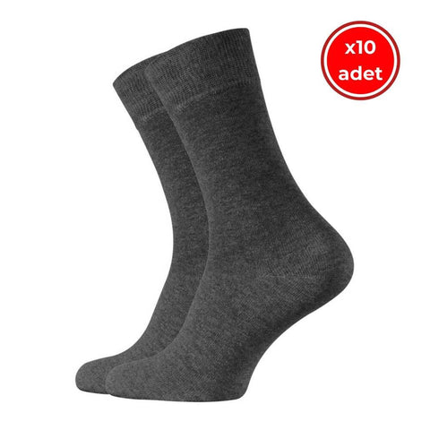 Meristanbul Business Çorap, 10 Adet, 43-46, Yumuşak, Pamuklu, Antrasit