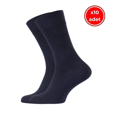 Meristanbul Business Çorap, 10 Adet, 43-46, Yumuşak, Pamuklu, Lacivert