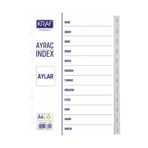 Kraf Seperatör, Tarih Ayları, Klasör İçi Ayraç, Düzenleyici