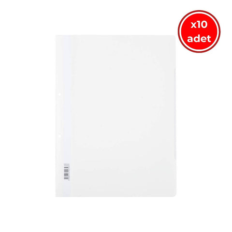 Kraf Telli Dosya, 10 Adet, 50'li Paket, A4, 2 Delikli, Beyaz