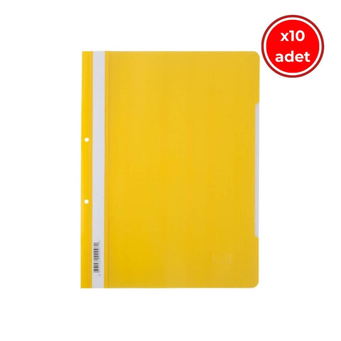 Kraf Telli Dosya, 10 Adet, 50'li Paket, A4, 2 Delikli, Sarı
