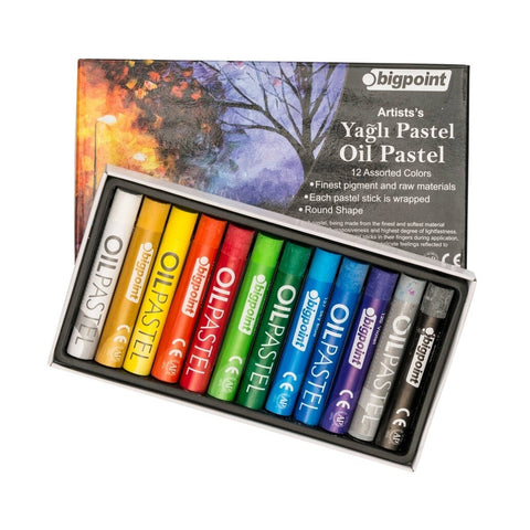 Bigpoint Artists's Yağlı Pastel Boya, 12 Renk, Yoğun Pigmentli, Canlı