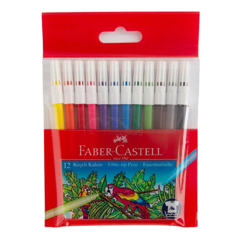 Faber Castell Keçeli Kalem, 12 Renk, Su Bazlı, Canlı Renkler