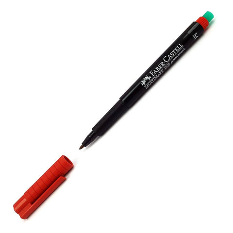 Faber Castell Permanent Kalem, M Boy, Solmayan Mürekkep, Kırmızı