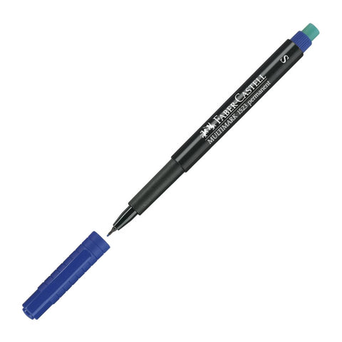 Faber Castell Permanent Kalem, S Boy, Solmayan Mürekkep, Mavi