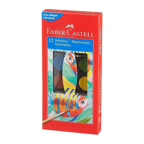Faber Castell Red Line Sulu Boya, 12 Renk, Küçük Boy, Canlı Renkler