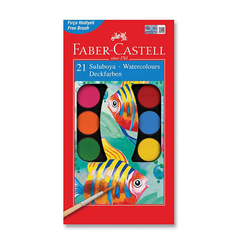 Faber Castell Red Line Sulu Boya, 21 Renk, Canlı ve Örtücü Renkler