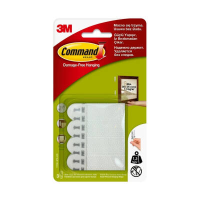 3M Command Cırt Cırt Bant,Küçük Boy,3'lü,İz Bırakmaz, Güçlü Tutuculuk - 1