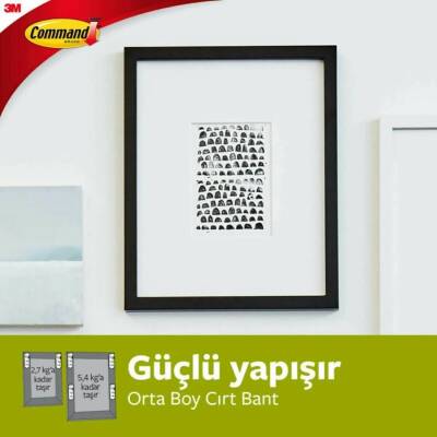 3M Command Cırt Cırt Bant, Orta Boy, 4'lü, İz Bırakmaz, Güçlü Tutuş - 4