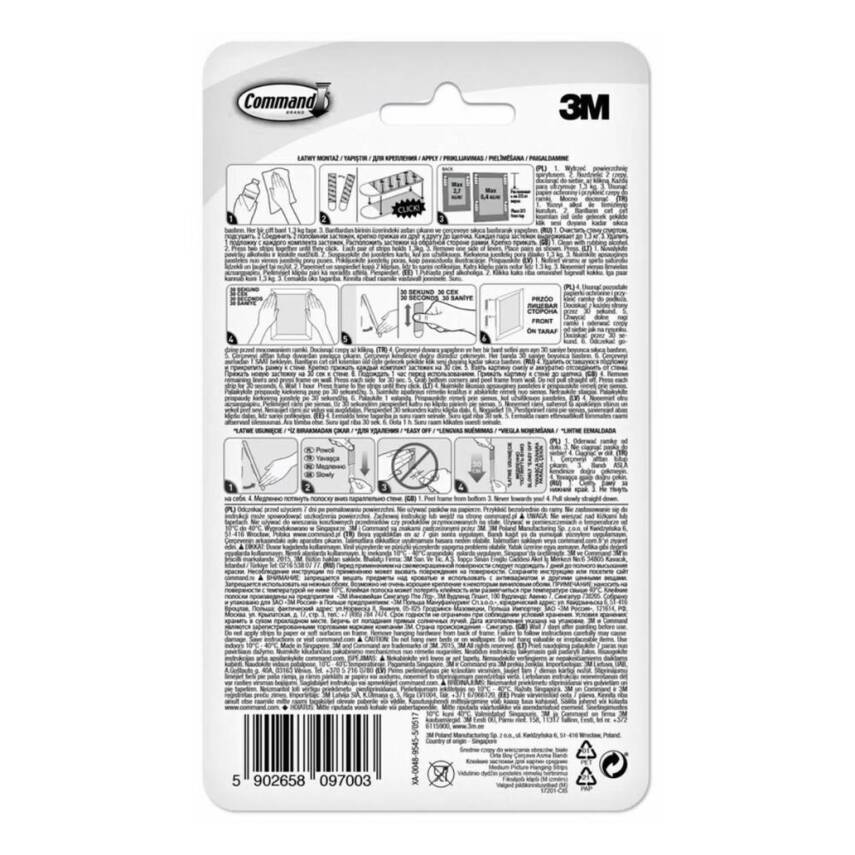 3M Command Cırt Cırt Bant, Orta Boy, 4'lü, İz Bırakmaz, Güçlü Tutuş - 8