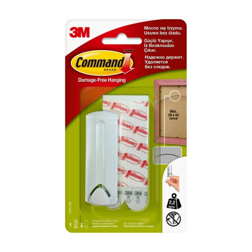 3M Command İpli Askı Arkası,Çerçeveler İçin,İz Bırakmaz,Güçlü Yapışkan - 1