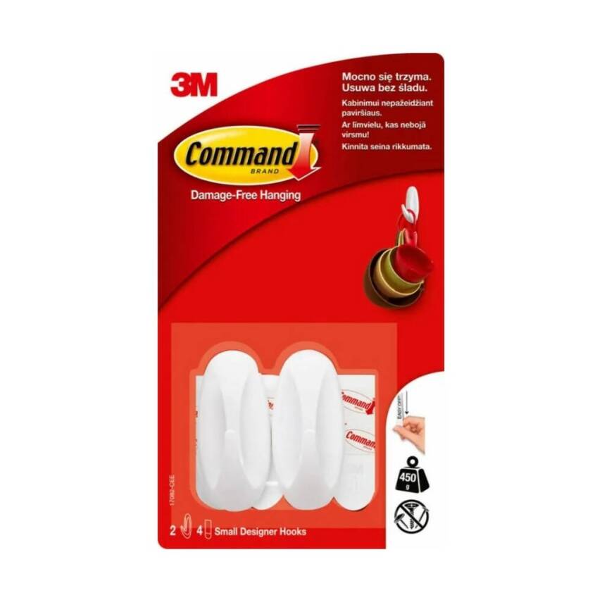 3M Command İpli Askı Arkası, Küçük, İz Bırakmaz ve Güçlü Yapışkan - 1