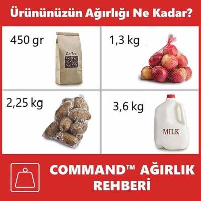 3M Command İpli Askı Arkası, Küçük, İz Bırakmaz ve Güçlü Yapışkan - 3