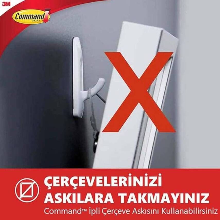 3M Command İpli Askı Arkası, Küçük, İz Bırakmaz ve Güçlü Yapışkan - 4