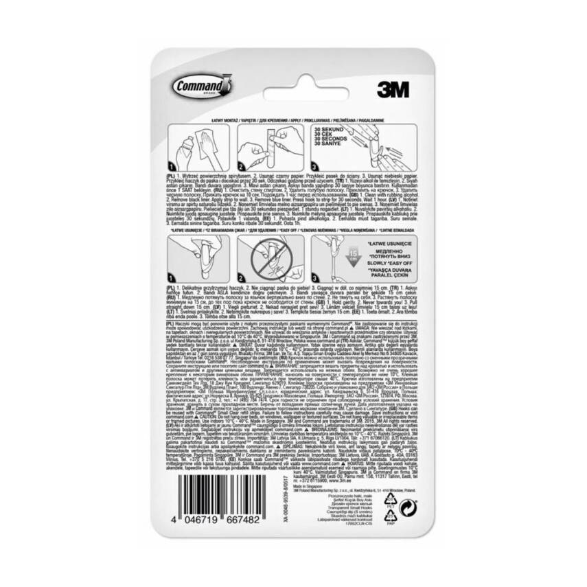 3M Command İpli Askı Arkası, Küçük, Şeffaf, İz Bırakmaz, Güçlü Yapışma - 8