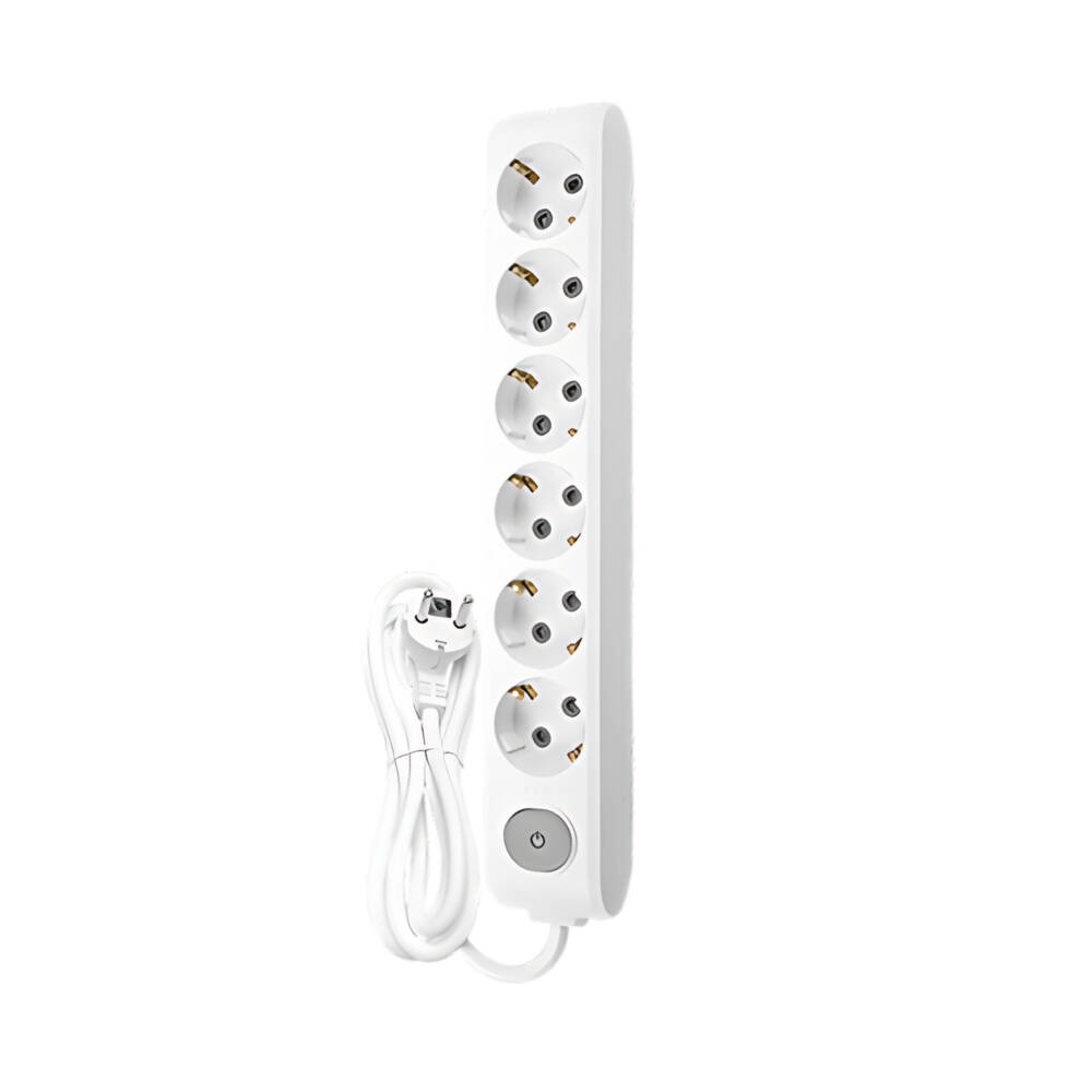 Viko Altılı Çoklu Priz, Anahtarlı, Uzatma Kablosu, 6lı, 5m, Beyaz