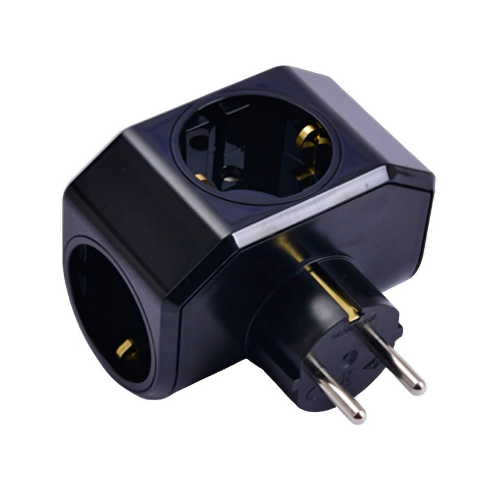 Viko Yonca Plus Priz, 3lü, Şık ve Dayanıklı Tasarım, Siyah