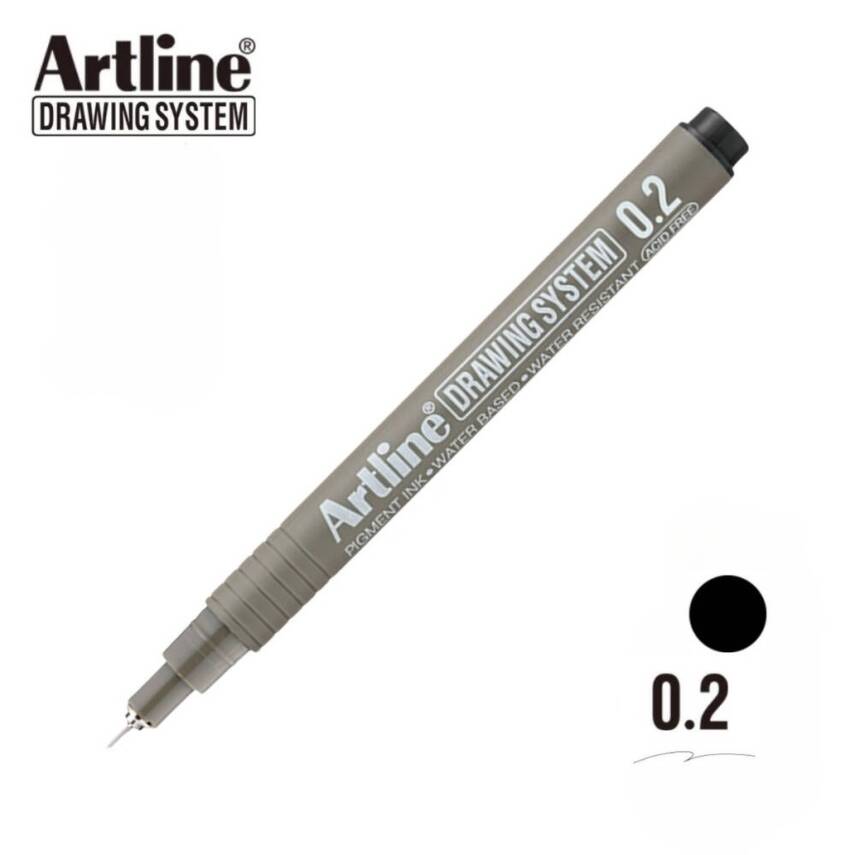 Artline Drawing System 232 Teknik Çizim Kalemi, 0.2 mm Uçlu, Siyah - 2